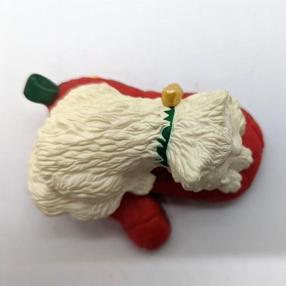 1995 Cat Naps Hallmark Collector Ornament White Persian Red Oven Mitten Clip-on - Picture 5 of 8